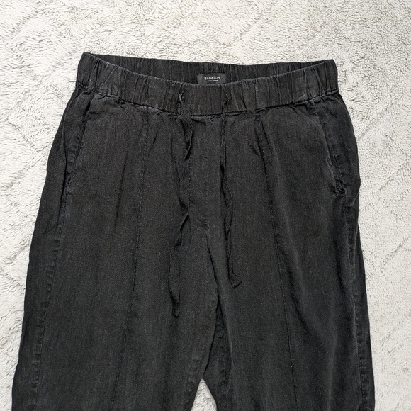 Babaton Pants Women's Large Black Linen Blend Pull On Drawstring Tapered Crop  - Picture 2 of 7